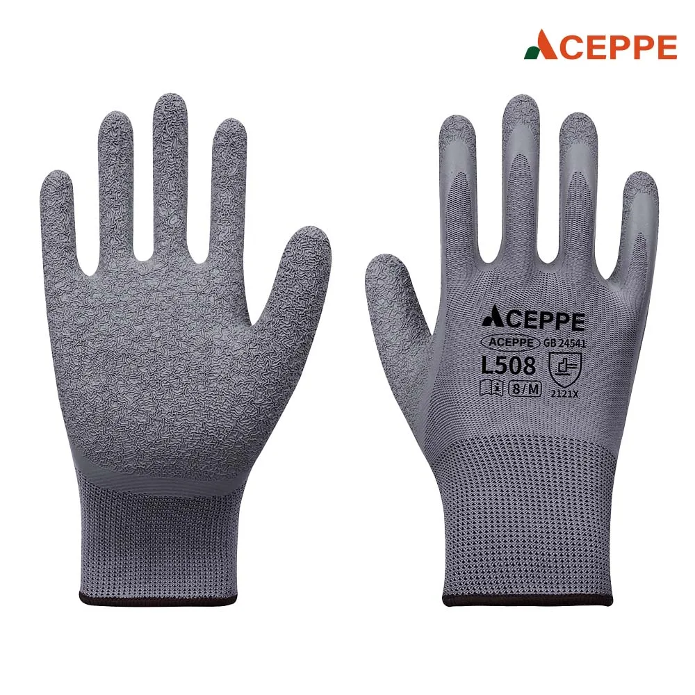 ACEPPE L508 Wholesale Latex-Dipped Work Gloves - Breathable, Durable, Anti-Slip Grip for Construction & Handling