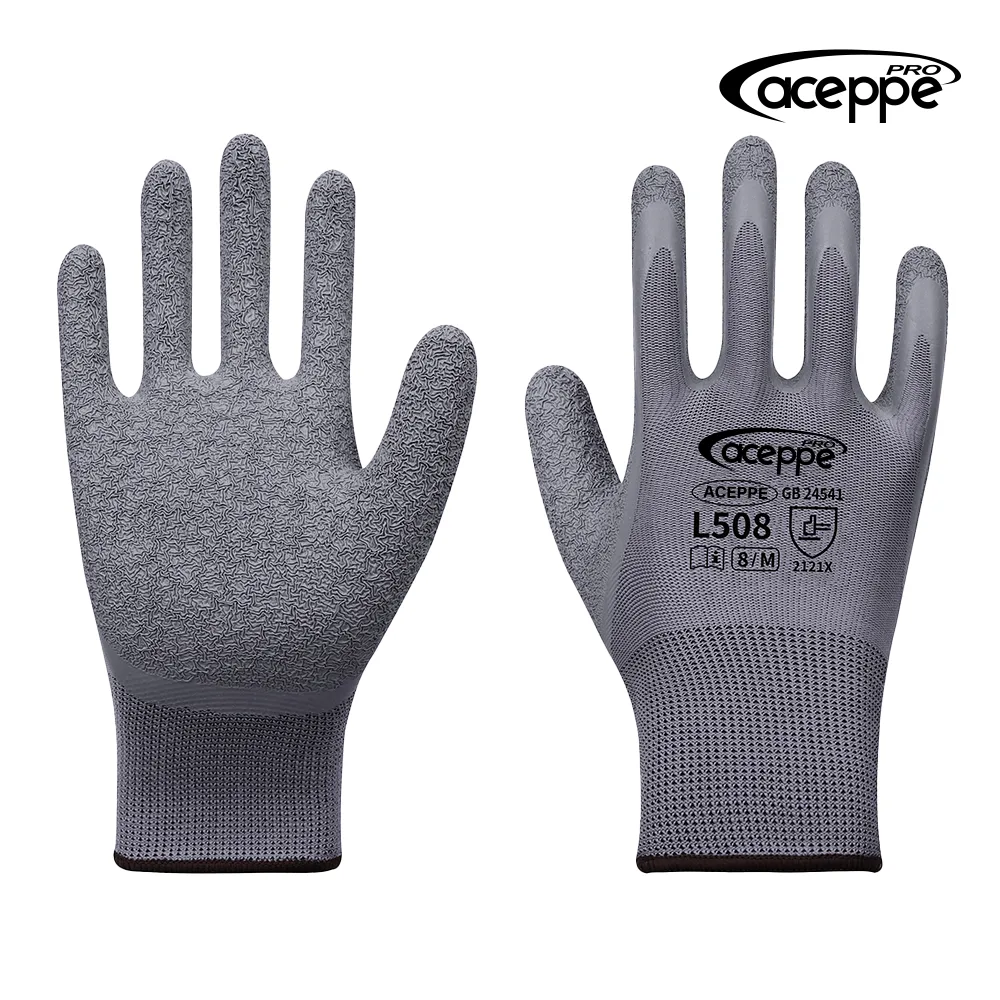 AceppePro L508 Latex-Dipped Work Gloves, Anti-Slip Grip