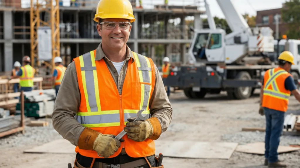Worker wearing PPE industrial safety gear