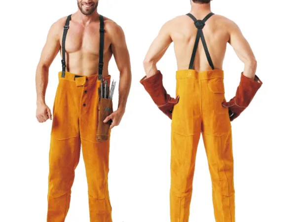 Golden Yellow Full Leather Welding Pants