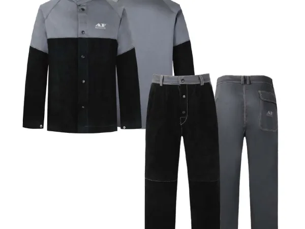 AAP-4530_4550 Grey Flame-Retardant Fabric with Black Cowhide Flame-Resistant Jacket