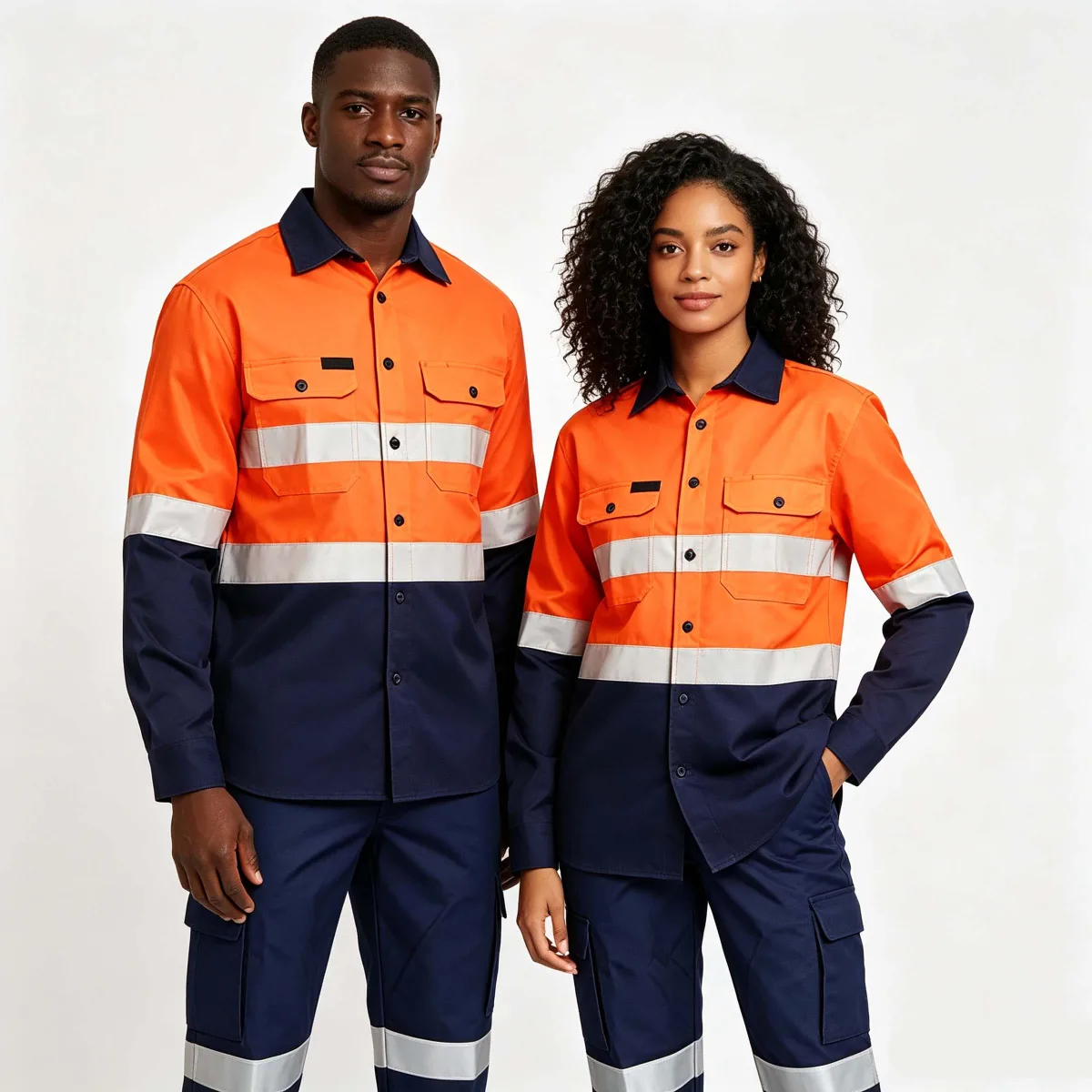 Summer Long-Sleeve Work Uniforms with Reflective Stripes
