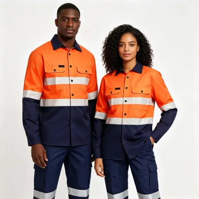 Summer Long-Sleeve Work Uniforms with Reflective Stripes