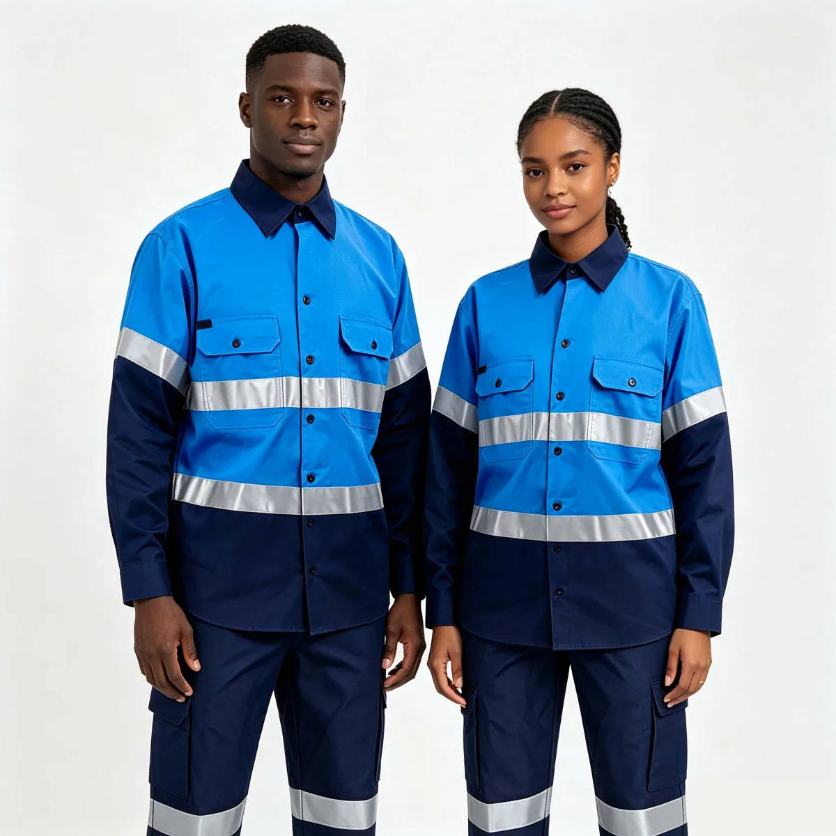 Summer Long-Sleeve Work Uniforms with Reflective Stripes