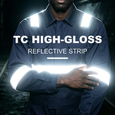 One-piece work suit with reflective strips