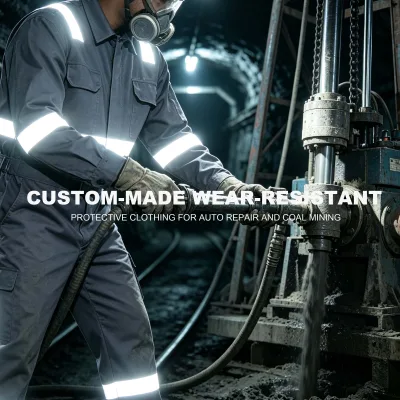 One-piece work suit with reflective strips